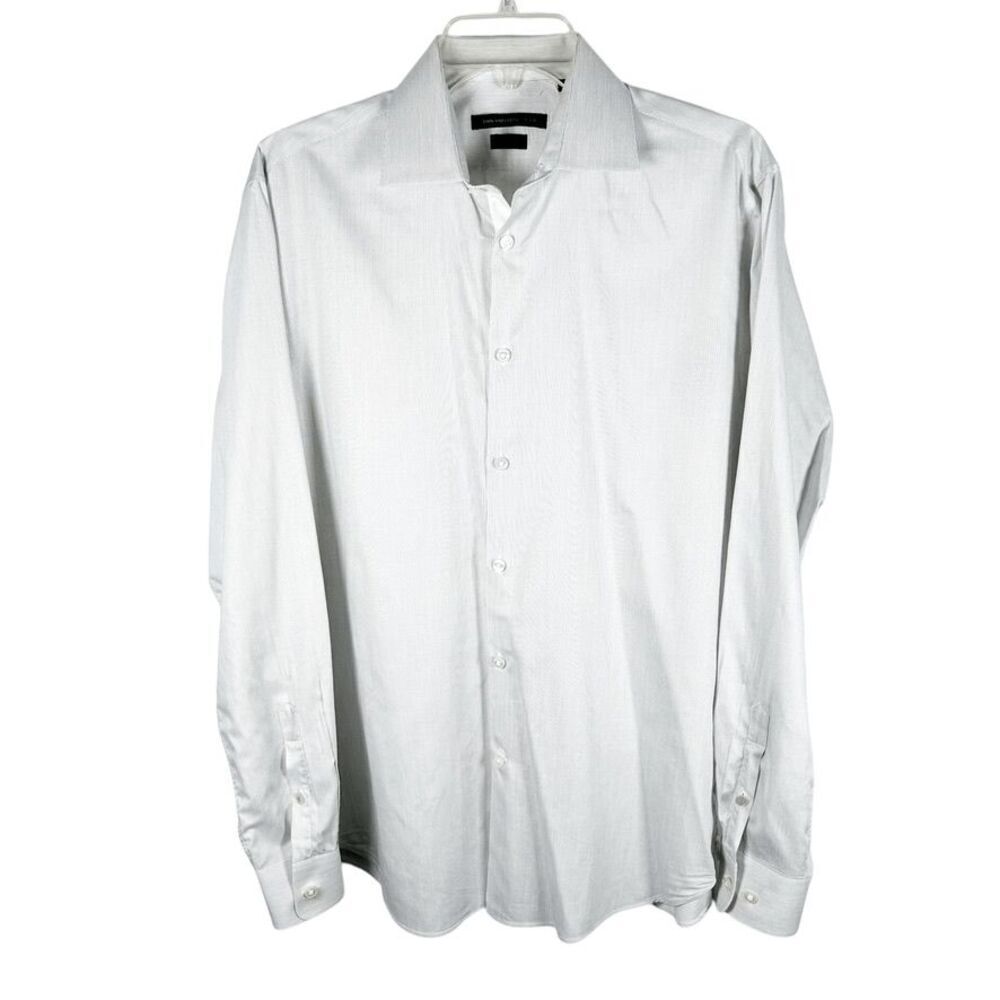 John Varvatos Regular Fit Button shirt Logo Cotton Stretch Mens size 15.5 34/35 - Picture 2 of 11